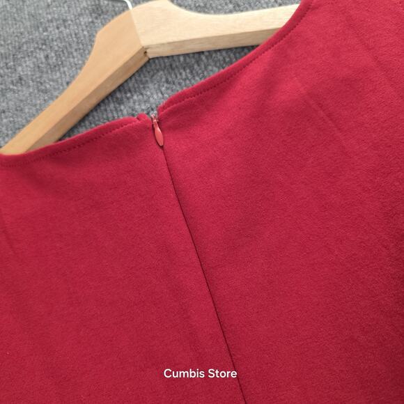 WIHOLL Dress Womens Medium Red Sleeveless Sheath Bodycon Stretch Knit Back Zip - Picture 9 of 14